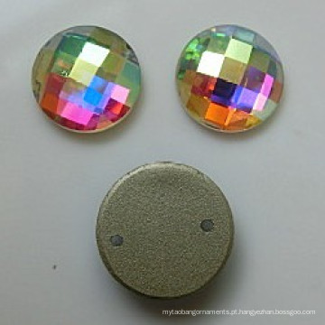 Rodada Cristal Flat Back Glass Beads Pedras com Furos